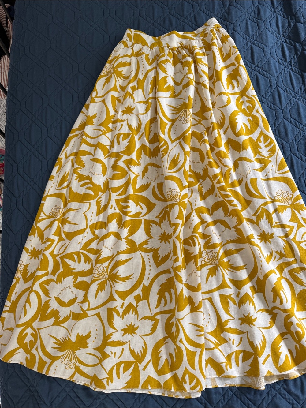 Madewell Floral A-Line Maxi Skirt in Mustard and White